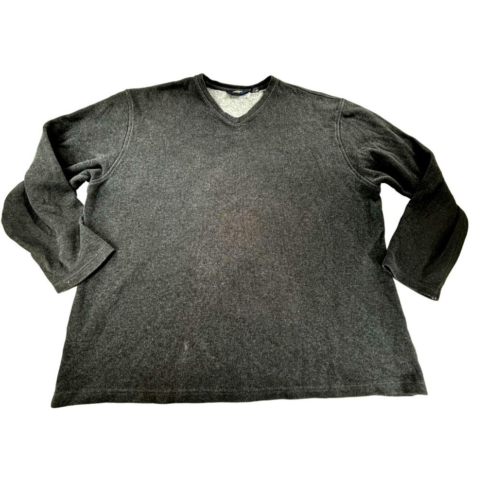 Brooks Sport V-Neck Sweater Gray Long Sleeve Mens XXL 100% Cotton